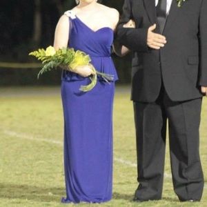 Peplum royal blue one shoulder formal dress size 6